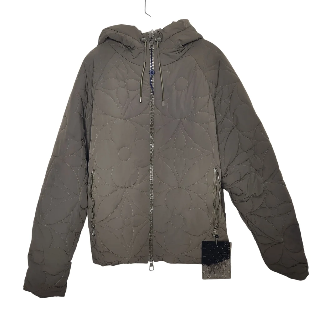Louis Vuitton Authentic  LVSE Flower Quilted Jacket 46 kaki foncé